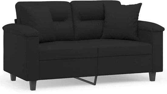vidaXL Tweezitsbank met kussens 120 cm microvezelstof zwart