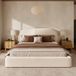 STILVORA Gestoffeerd Bed 180x200 cm – Tweepersoonsbed Met Lattenbodem – Zacht Gevoerd Hoofdbord – Zonder Matras – Voor Slaapkamer – Boucle Stof – Beige