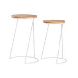 Casablanca Merida Set van 2 bijzettafels, rond, metaal, natuur/wit, hoogte 66 cm, breedte 44 cm