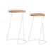 Casablanca Merida Set van 2 bijzettafels, rond, metaal, natuur/wit, hoogte 66 cm, breedte 44 cm