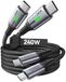 INIU 240W USB-C kabel, [2-pack, 2m] Snellaadkabel USBC naar USBC | Gevlochten nylon USB-C laadkabel voor iPhone 17 16 15 Pro Max Samsung S25 S24 Ultra Pixel 10 9 iPad Pro MacBook Air