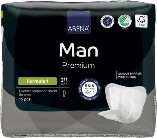 ABENA Man Premium Formula 1 Incontinentieverband - 15 stuks - Mannen - Licht tot Matig Urineverlies