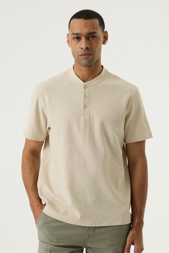 Garcia Heren Effen T-shirt Bruin Korte mouw