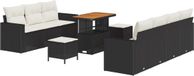 vidaXL Tuinbank Set 10-delig Zwart Polyrattan