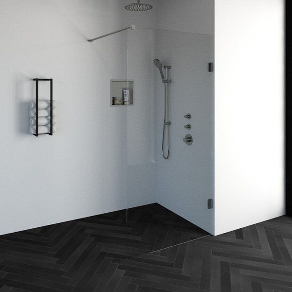 Saniclass Create inloopdouche 100x200cm profielloos met antikalk en 8mm veiligheidsglas geborsteld RVS 4JC1-100g