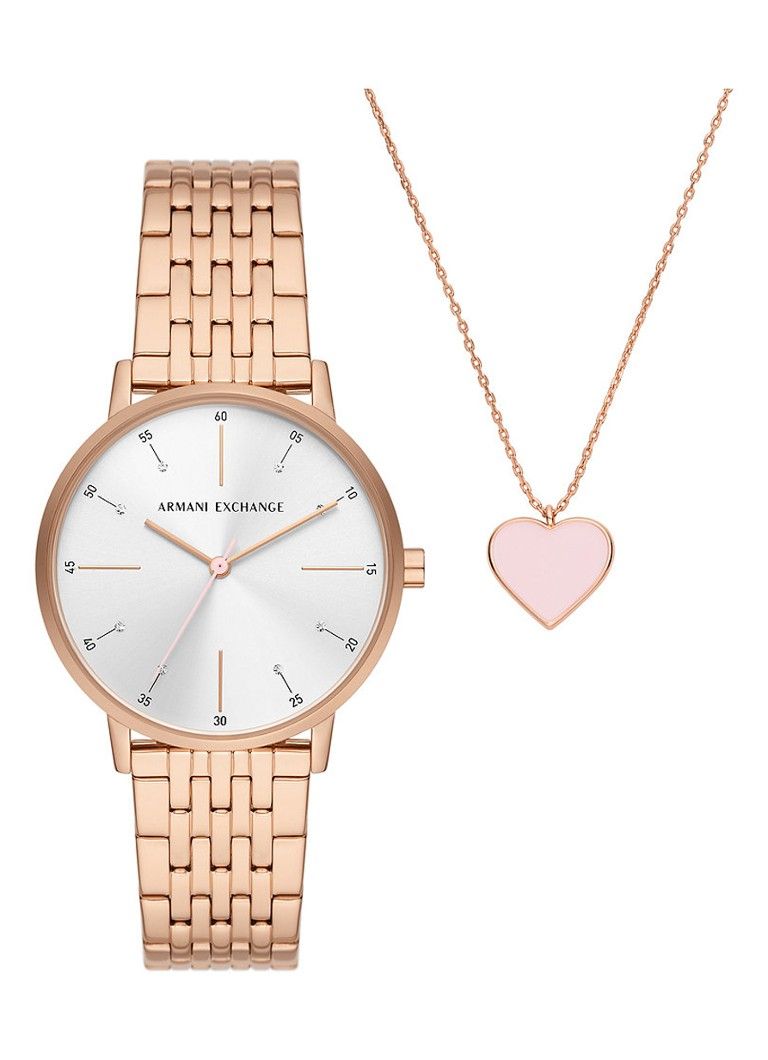 Armani Exchange Horloge en ketting giftset AX7145SET