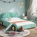 STILVORA Kinderbed Auto Met Glijbaan En Trap 140x200 Cm - Speelbed Met Valbeveiliging - Blauwgroen