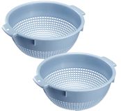Westmark Vergiet – Twee grote vergieten met 2 handgrepen en 4 vergrendelingen om te wassen en uit te lekken – Blauw, kunststof, ø 24 cm