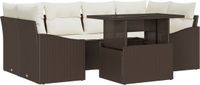 vidaXL Tuinbank Set 7-delig Bruin/Crème Polyrattan
