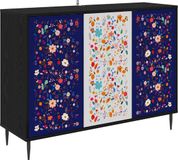 vidaXL Dressoir MAINZ Zwart eiken 102 x 33 x 76 cm Bewerkt hout