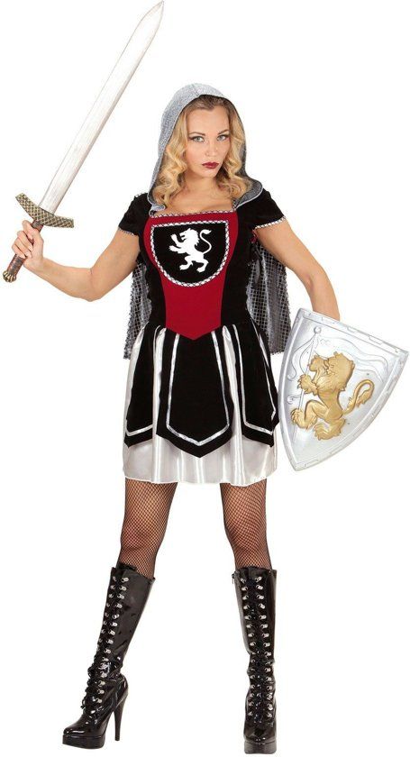 Widmann Middeleeuwse & Renaissance Strijders Kostuum Strijdbare Vrouwelijke Ridder Kostuum XL Carnaval kostuum Verkleedkleding