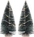 Merkloos / Sans marque Koopman International Kerstdorp onderdelen - 2x kerstbomen - 15 cm - met LED verlichting - kunststof