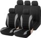 Lumehelbed Handels GmbH Lot de 9 Housses de siège de voiture complètes – 100% respirant – Éponge composite – Compatible airbag – Universel pour voiture, SUV, berline, camion – Gris