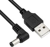 Goobay USB-A - DC plug haaks kabel | 5,5 x 2,5mm | max. 5V/3A (15W) | zwart | 1,5 meter