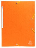 Exacompta 55758E verpakking van 10 stuks inslagmap Scotten van Colorspan-karton DIN A4 met 2 elastieken en 3 kleppen en labels oranje verzamelmap documentenmap