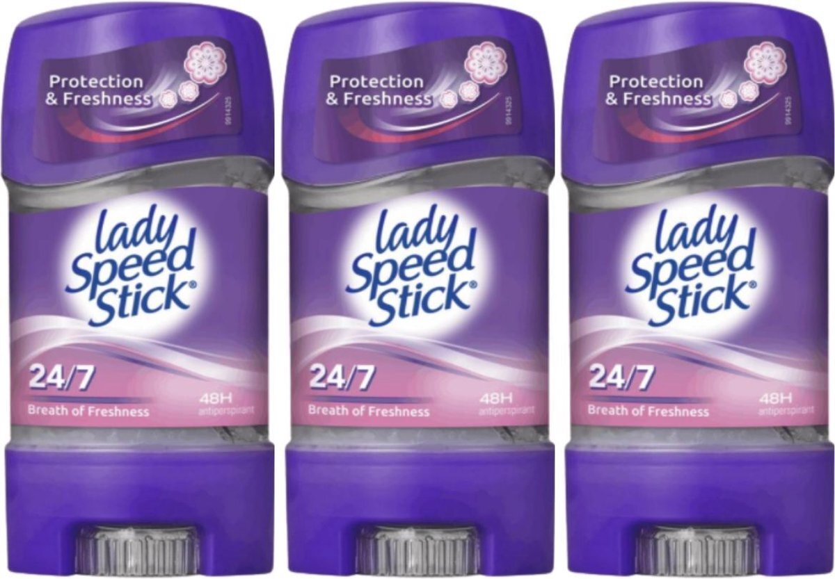 Lady Speed Stick Breath of Freshness Deodorant Gel Stick Vrouw - Anti-Transpirant Deodorant Gel Stick met 48 Uur Zweetbescherming - Bestseller Uit Amerika - 3 Stuks