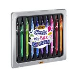 BIC Gel-ocity Quick Dry My Box of Colours Gelpen, medium punt (0,7 mm), verschillende kleuren, metalen geschenkdoos, 10 stuks