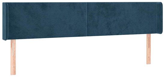 VidaXL Hoofdbord met randen Donkerblauw 163x16x78/88 cm Polyester Hout