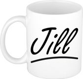 Bellatio Decorations Jill Naam koffiemok - beker - met sierlijke letters - wit