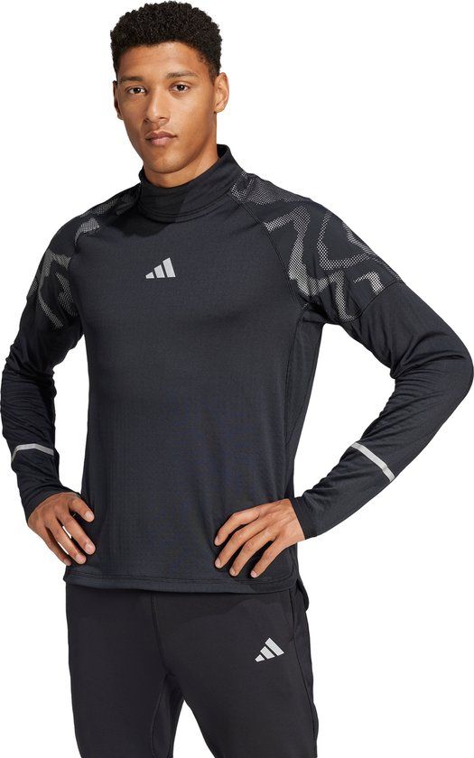 adidas Performance Ultimate Hi Vis Reflective Shirt met Halflange Rits - Heren - Zwart - XS