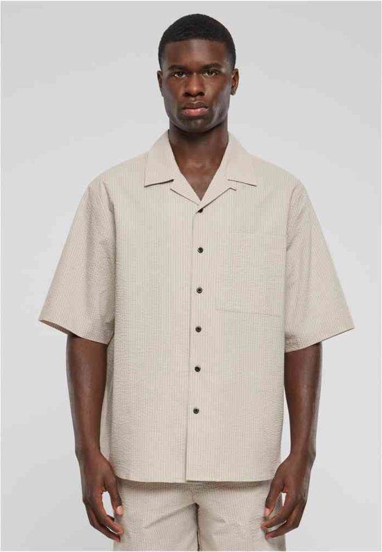 Urban Classics Relaxed Seersucker Short Sleeve Overhemd - Grijs - L - Heren