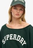 Superdry Athletic Essentials Bardot sweatshirt met ronde hals voor dames - Katoen - Groen - Maat L