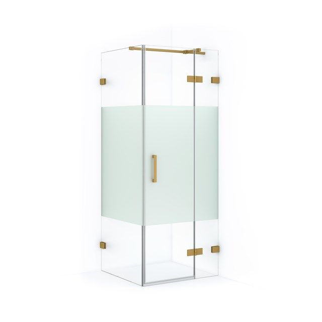 Maxaro Douchecabine Diamond 80x80cm 8mm Helder Veiligheidsglas met Matte Strook Goud