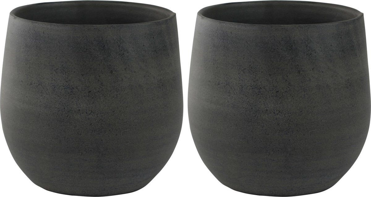 Steege Set van 2x plantenpotten grafiet Dia 22 cm - Modern design