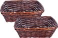 Cm Panier en rotin - 2x - Acajou brun - 36 x 26 x 12 cm - Rectangle - Panier de rangement