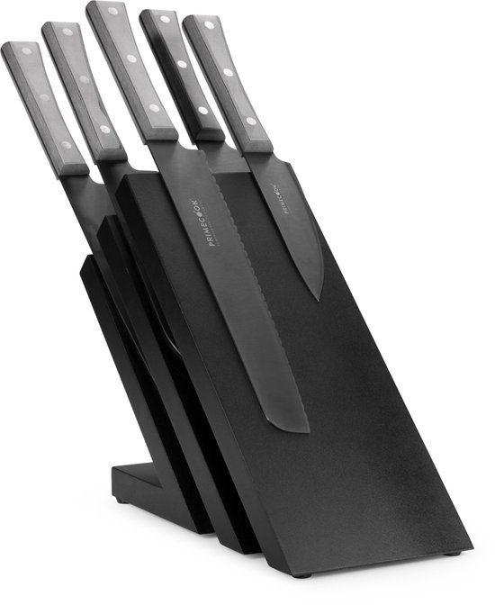 Primecook Messenblok Set - 6 Messen - Beukenhout - Titan Ecoshield - Paperstone Handvat