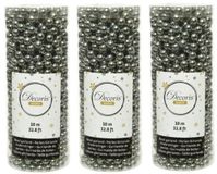Decoris guirlande de perles - 3x pièces - gris anthracite - 10 mètres - plastique - brillant