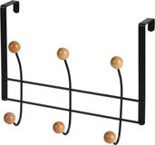 Urban Living Porte-manteau de porte - 6 boutons de suspension - noir - métal/bois - peu encombrant