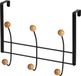 Urban Living Porte-manteau de porte - 6 boutons de suspension - noir - métal/bois - peu encombrant