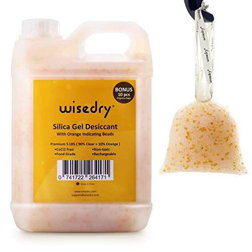 wisedry Silica Gel Kralen Herbruikbaar - [2,3 kg] Kleur Indicerende Oplaadbare Droogmiddel Bulk met 10 stuks Organza Trekkoord Zakken