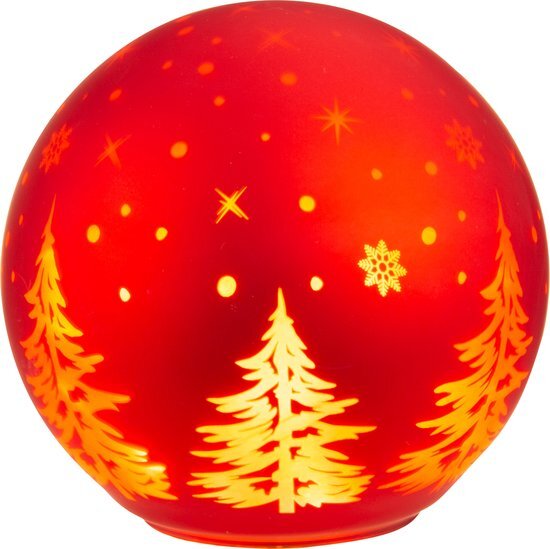 Konges Slöjd Cosy & Trendy - Tafellamp - Kerst - Bal - Rood - D15cm - Glas - LED - Rodel ballamp