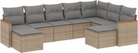 vidaXL 9-delige loungeset met kussens, polyrattan, gemengd beige