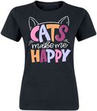 Tierisch Beestachtig Cats Make Me Happy Dames T-shirt - zwart - S