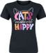 Tierisch Beestachtig Cats Make Me Happy Dames T-shirt - zwart - S