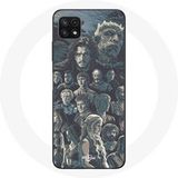 Maniacase Samsung Galaxy A22 5G Hoesje Game of Thrones Seizoen 8 De IJzeren Troon Poster Karakters Grijs Achtergrond