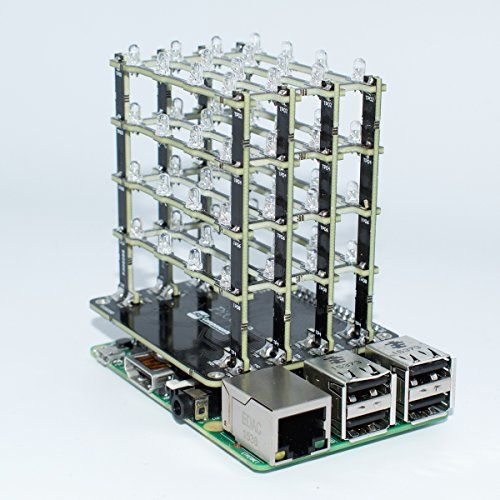sb components PiCube 4x4x4 LED CUBE voor Raspberry Pi 4, 3, 2, Zero en A+ gemonteerd (groen)