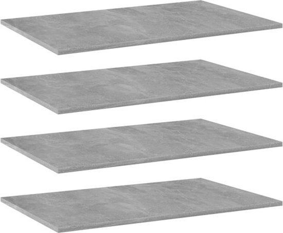 vidaXL Wandschappen - 4 stuks - 80x50x1,5 cm - Bewerkt Hout - Betongrijs