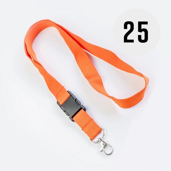 Oranje keycord - 25 stuks - 50.5 cm - 100% polyester