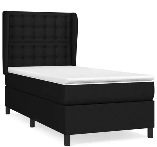 vidaXL Boxspring met matras stof zwart 80x200 cm