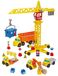 Ensemble de chantier - Avec grue et 5 véhicules de chantier - Briques de construction et panneaux - Pour enfants à partir de 3 ans - Ensemble de jeu de chantier pour l'extérieur et le bac à sable