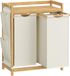 Songmics Wasmand met 2 vakken, bamboe, 100 L, met plank, 63 x 33 x 78 cm