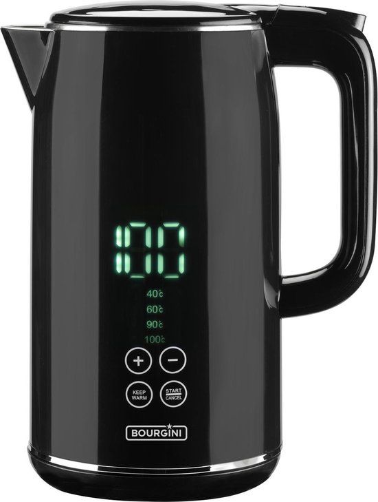 BOURGINI Cool Touch Digitale Waterkoker - 1.7L - Zwart