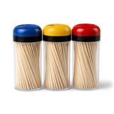 LifeChic Tandenstokers van hout met dubbele punt, 6,5 cm, 450 stuks | 3 vaten à 150 stuks