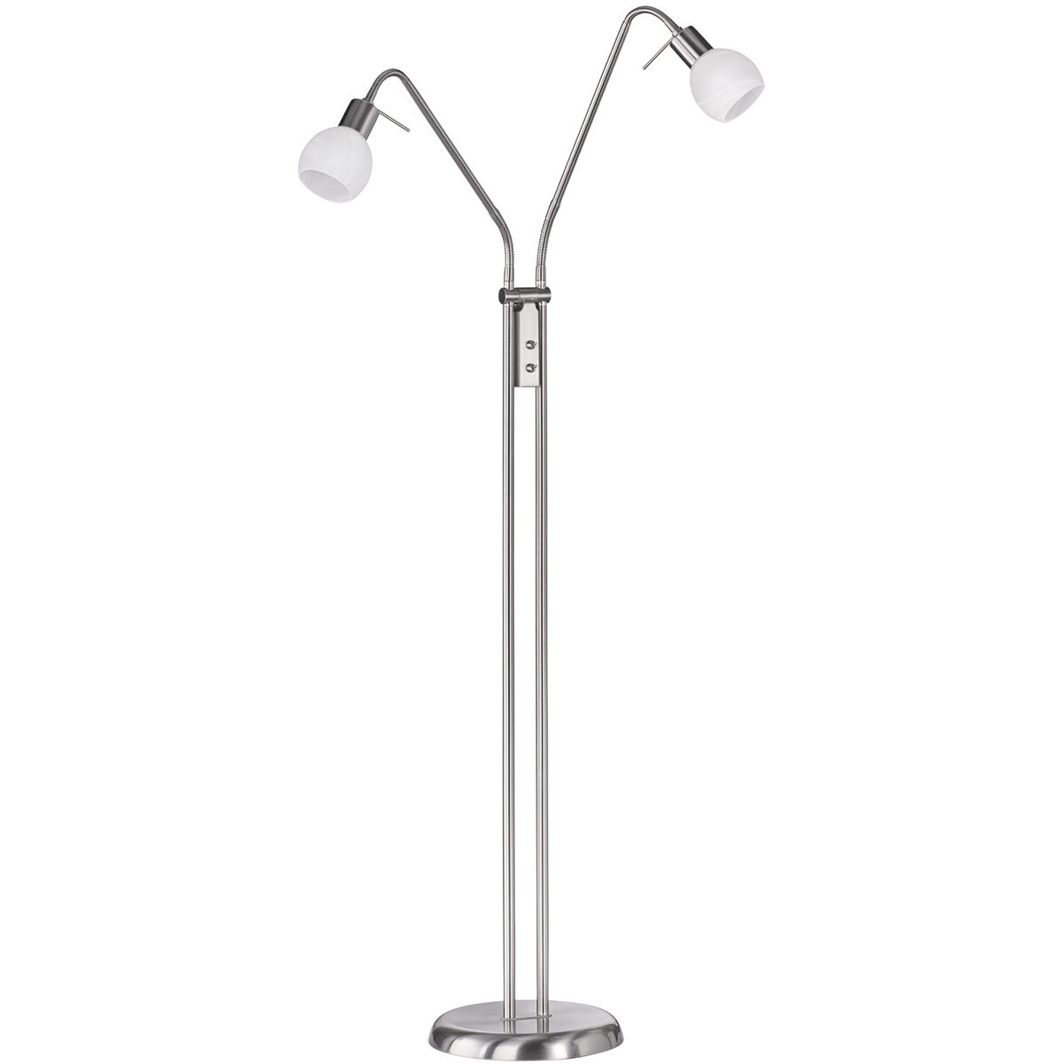 BES LED LED Vloerlamp - Trion Besina - E14 Fitting - 2-lichts - Flexibele Arm - Rond - Mat Nikkel - Aluminium