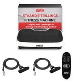 Plateau vibrant de fitness - 40 niveaux de vibration - Avec bandes de résistance et roulettes - Noir