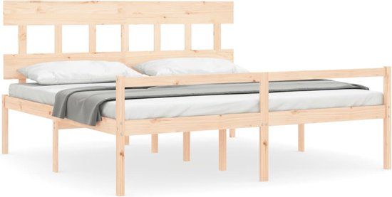 vidaXL Seniorenbed met hoofdbord massief hout 200x200 cm